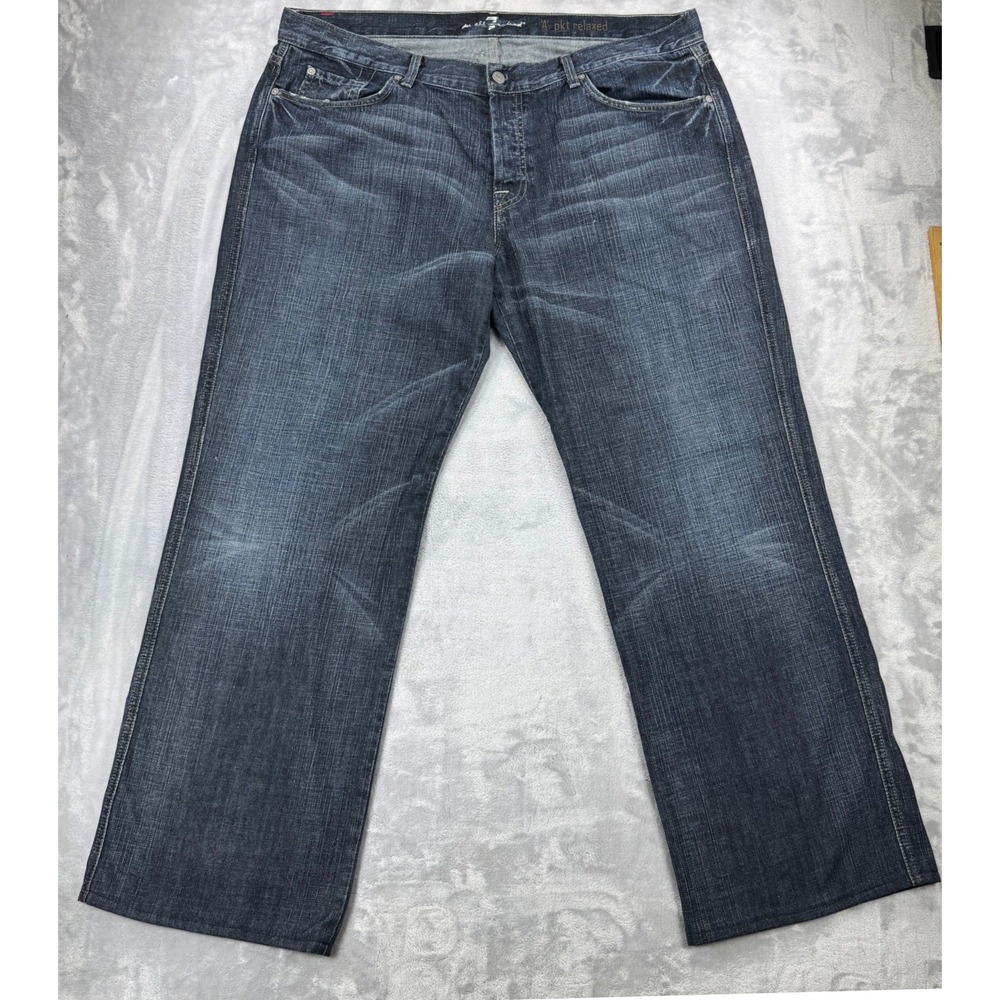 7 FOR ALL MANKIND 'A' Pkt Relaxed Jeans Mens 40x31 Dark Wash Button Fly USA - Picture 2 of 11